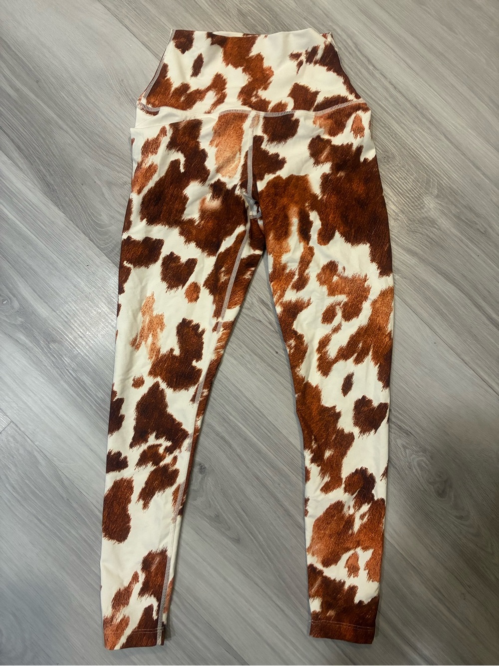 Weworewhat Cow Print womens Leggings — Brown & Cream